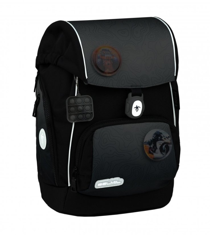 Plecak szkolny Belmil Premium 405-73/P Comfy Plus Black grey (zestaw z 2 piórnikami, workiem i 6 naklejek)