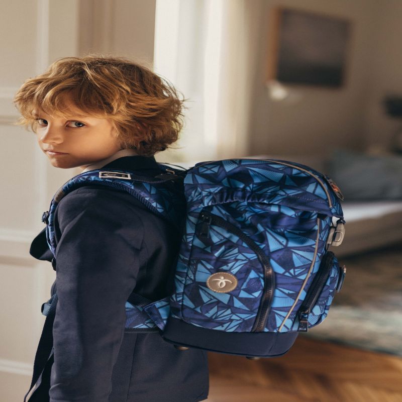 School backpack Belmil Premium 405-73/P Comfy Plus Glacier Blue (set with 2 pencil cases, gym bag and 4 patches)