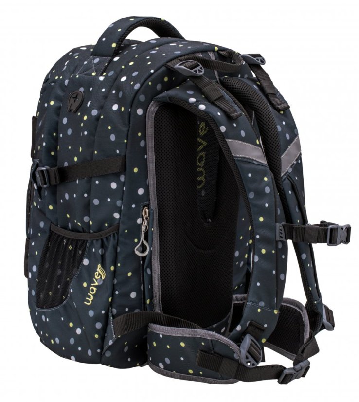 Školský batoh Belmil Wave 338-72 Infinity Black and Yellow Dots