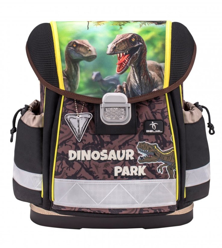 Školská taška Belmil 403-13 Classy Dinosaur Park (set s peračníkom a vreckom)