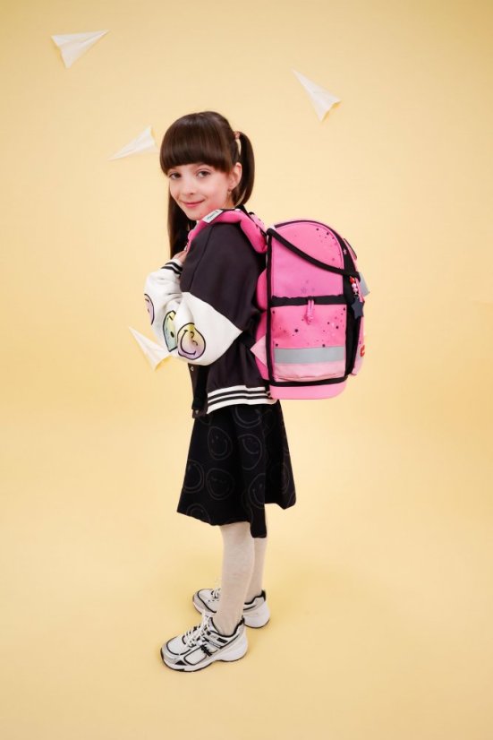 Školní aktovka Belmil 405-78 Classy Plus Pink Black (set s penálem a sáčkem) + DÁREK