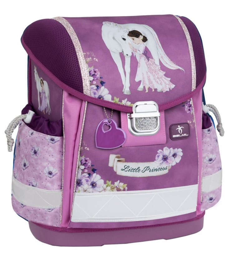 Tornister szkolny Belmil 403-13 Classy Little Princess Purple (zestaw z piórnikiem i workiem) + PREZENT
