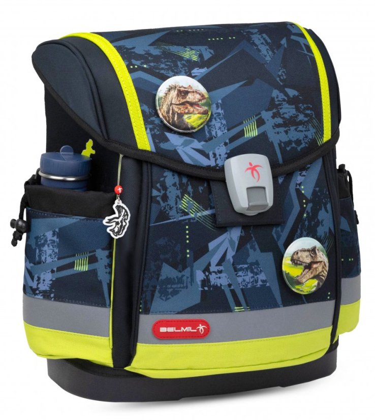 Školní aktovka Belmil 405-78 Classy Plus T-Rex Lime (set s penálem a sáčkem) + DÁREK