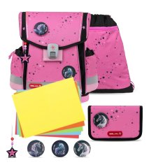 Školní aktovka Belmil 405-78 Classy Plus Pink Black (set s penálem a sáčkem) + DÁREK