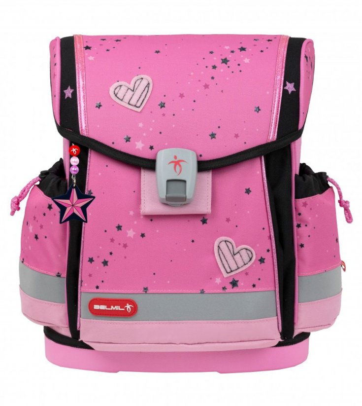 Iskolatáska  Belmil 405-78 Classy Plus Pink Black (szett táska, tolltartó, tornazsák)