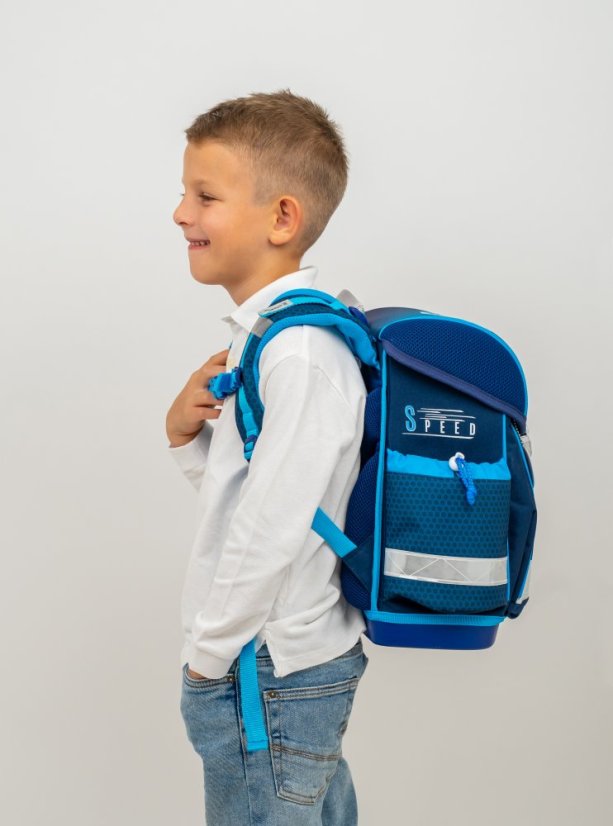 School bag Belmil 403-13 Classy Racing Blue Neon (set with pencil case and gym bag) + GIFT