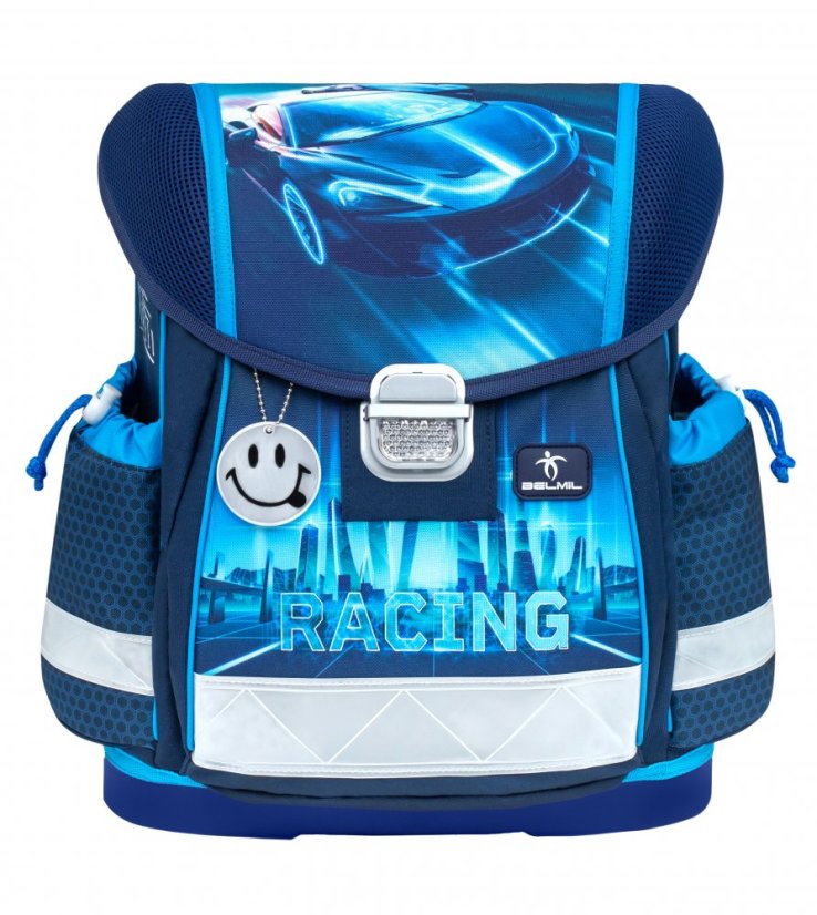 School bag Belmil 403-13 Classy Racing Blue Neon (set with pencil case and gym bag) + GIFT