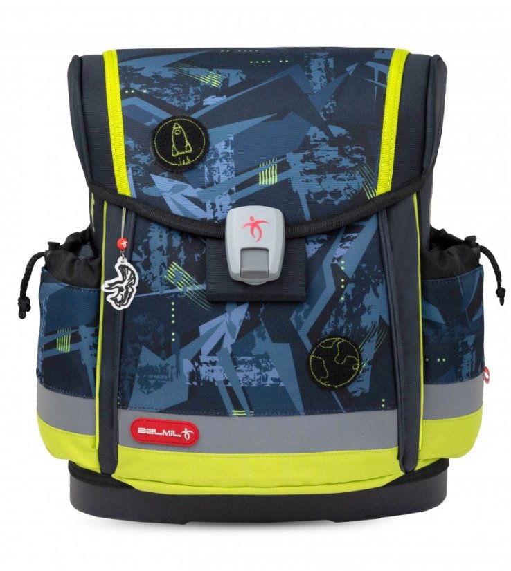 Školní aktovka Belmil 405-78 Classy Plus T-Rex Lime (set s penálem a sáčkem) + DÁREK