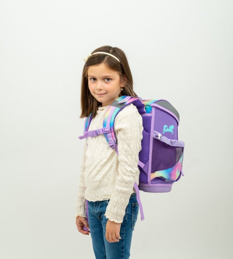 Školská taška Belmil 405-33 Mini-Fit Rainbow Color (set s peračníkom a vreckom) + DARČEK
