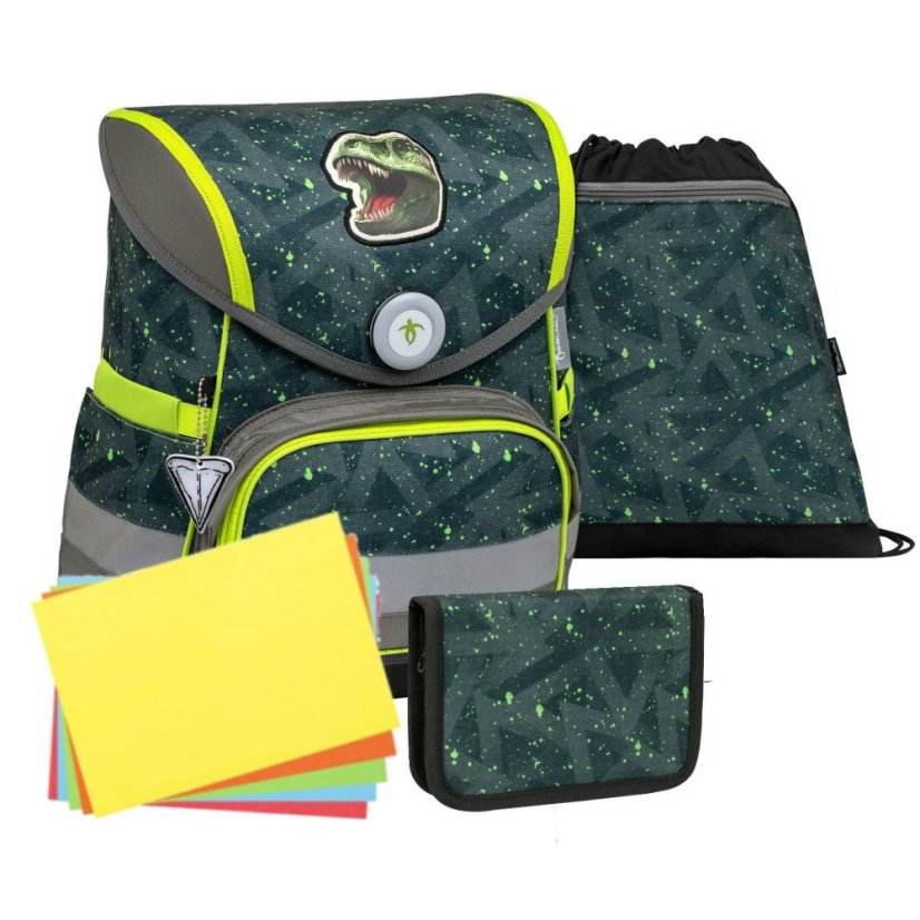 Školní aktovka Belmil 405-41 Compact T-rex Roar (set s penálem a sáčkem) + DÁREK