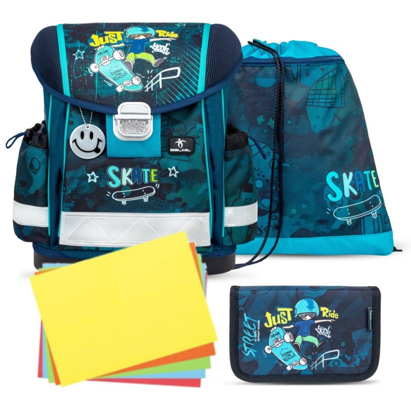 Školní aktovka Belmil 403-13 Classy Skateboard (set s penálem a sáčkem) + DÁREK