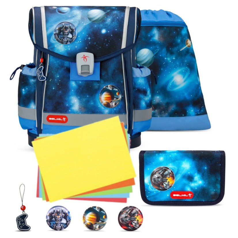Školní aktovka Belmil 405-78 Classy Plus Galaxy Light (set s penálem a sáčkem) + DÁREK