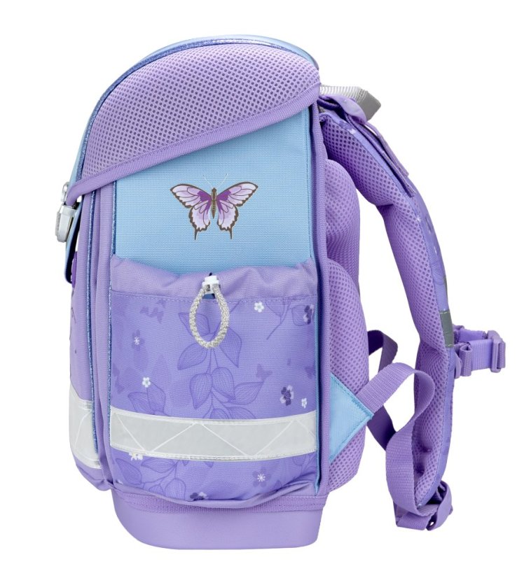 Školní aktovka Belmil 403-13 Classy Purple Blue Butterfly (set s penálem a sáčkem) + DÁREK
