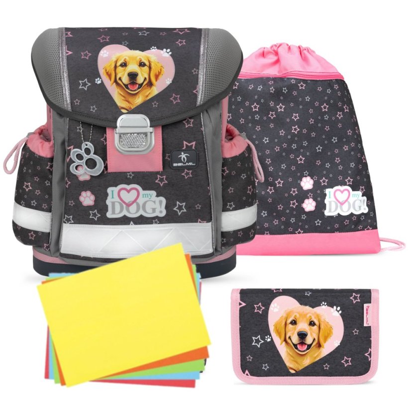 Školní aktovka Belmil 403-13 Classy Starry Paws (set s penálem a sáčkem) + DÁREK