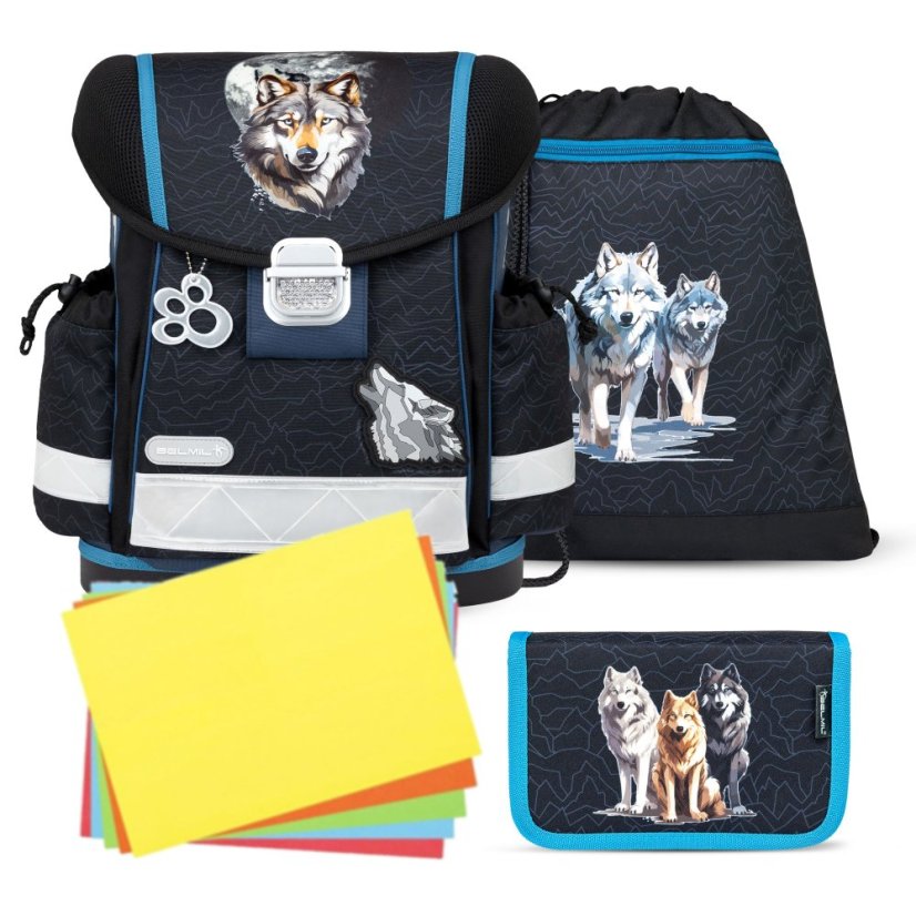 Školní aktovka Belmil 403-13 Classy Wolves Pack (set s penálem a sáčkem) + DÁREK