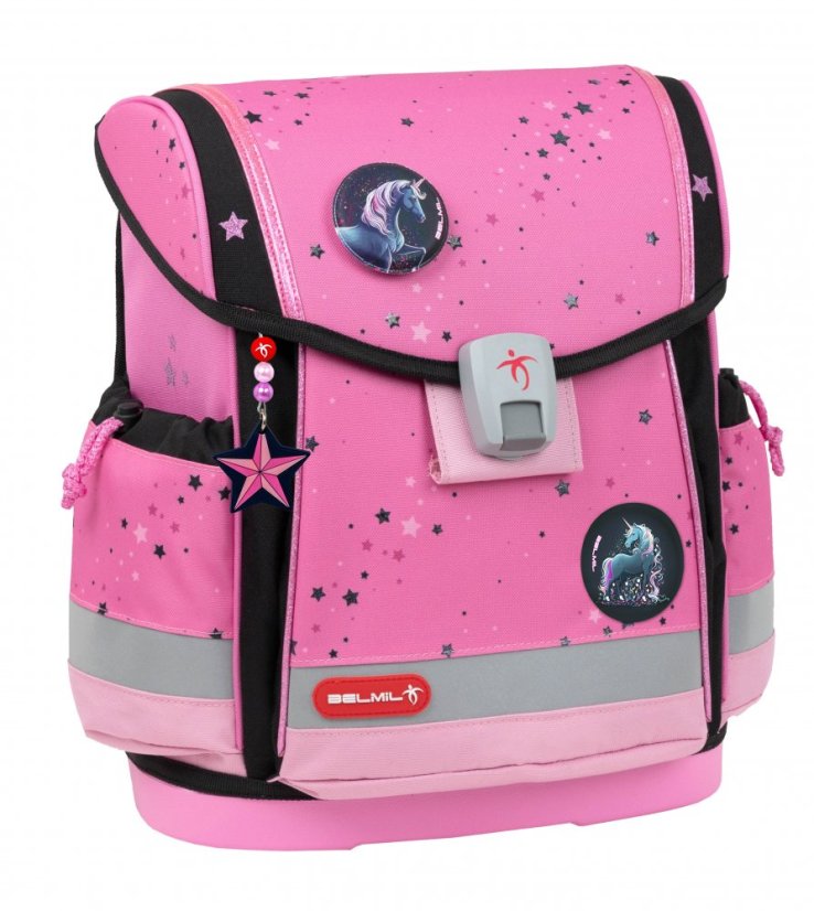 Školní aktovka Belmil 405-78 Classy Plus Pink Black (set s penálem a sáčkem) + DÁREK