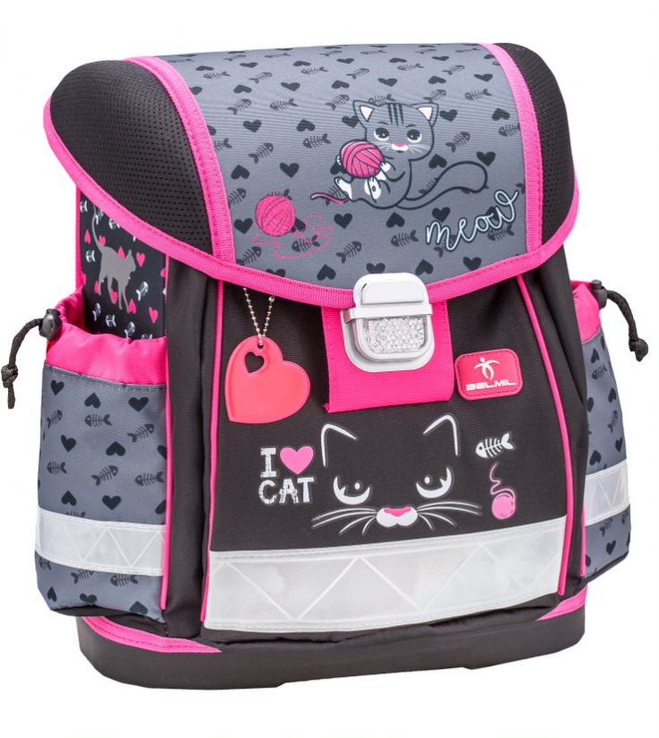 Školská taška Belmil 403-13 Classy I Love Cat (set s peračníkom a vreckom)