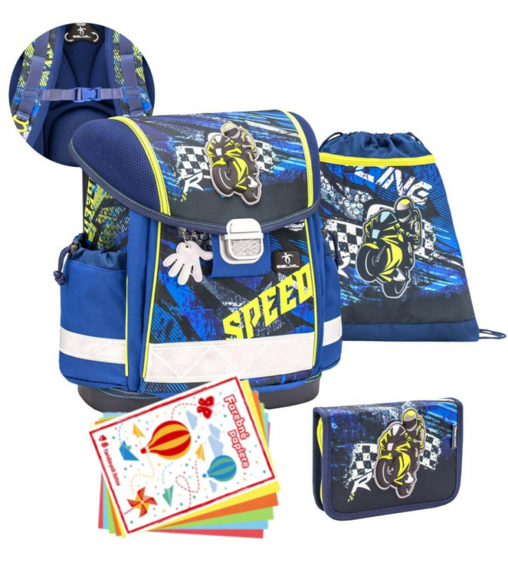 School bag Belmil 403-13 Classy Motor Speed (set with pencil case and gym bag) + GIFT