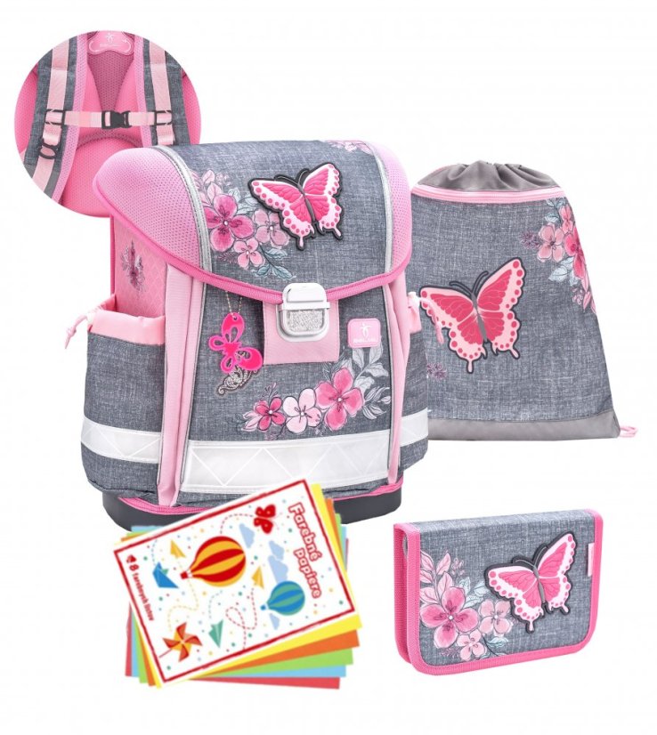 Školní aktovka Belmil 403-13 Classy Elegant (set s penálem a sáčkem) + DÁREK
