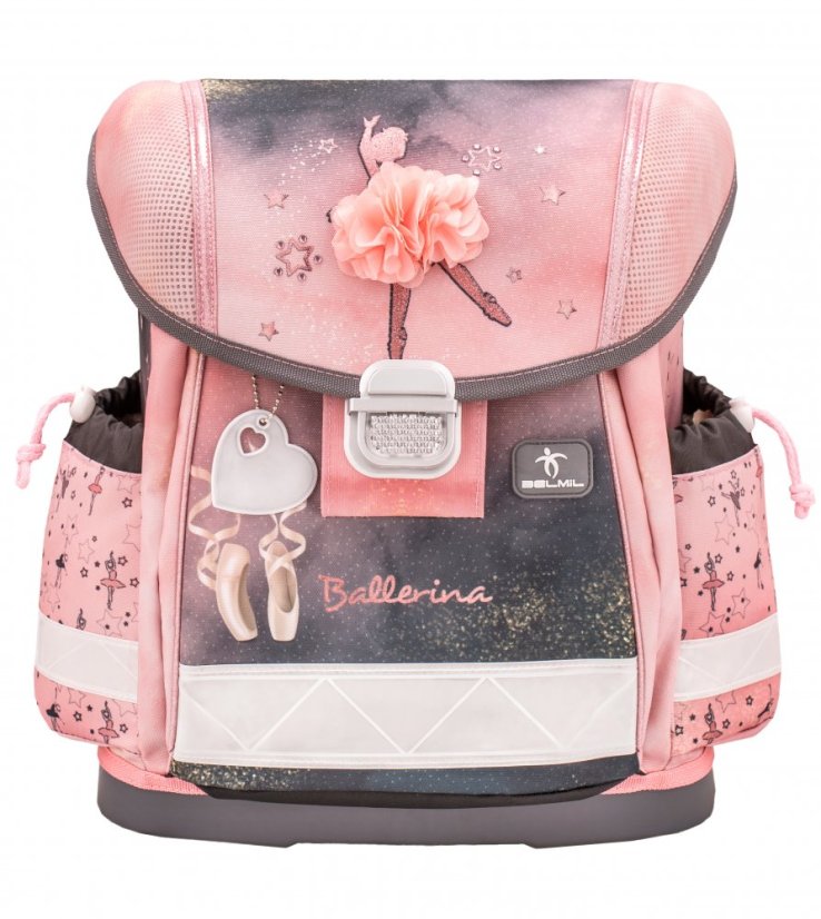Školská taška Belmil 403-13 Classy Ballerina Black Pink (set s peračníkom a vreckom) + DARČEK