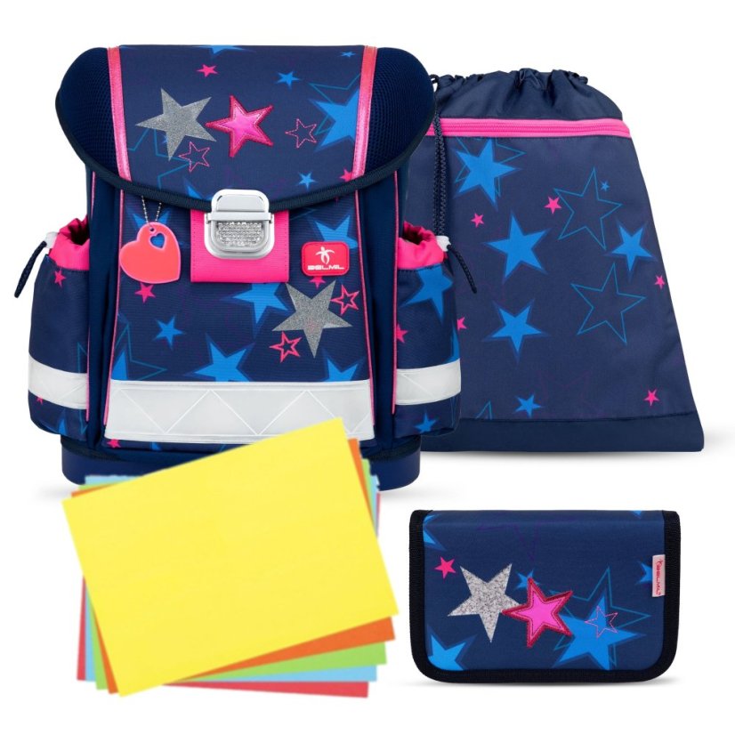 Školní aktovka Belmil 403-13 Classy Sparkling Star (set s penálem a sáčkem) + DÁREK