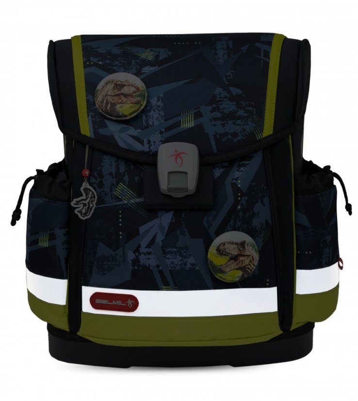 Školní aktovka Belmil 405-78 Classy Plus T-Rex Lime (set s penálem a sáčkem) + DÁREK