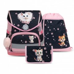 Iskolatáska Belmil 405-41 Compact Cute Kitten (szett táska, tolltartó, tornazsák)