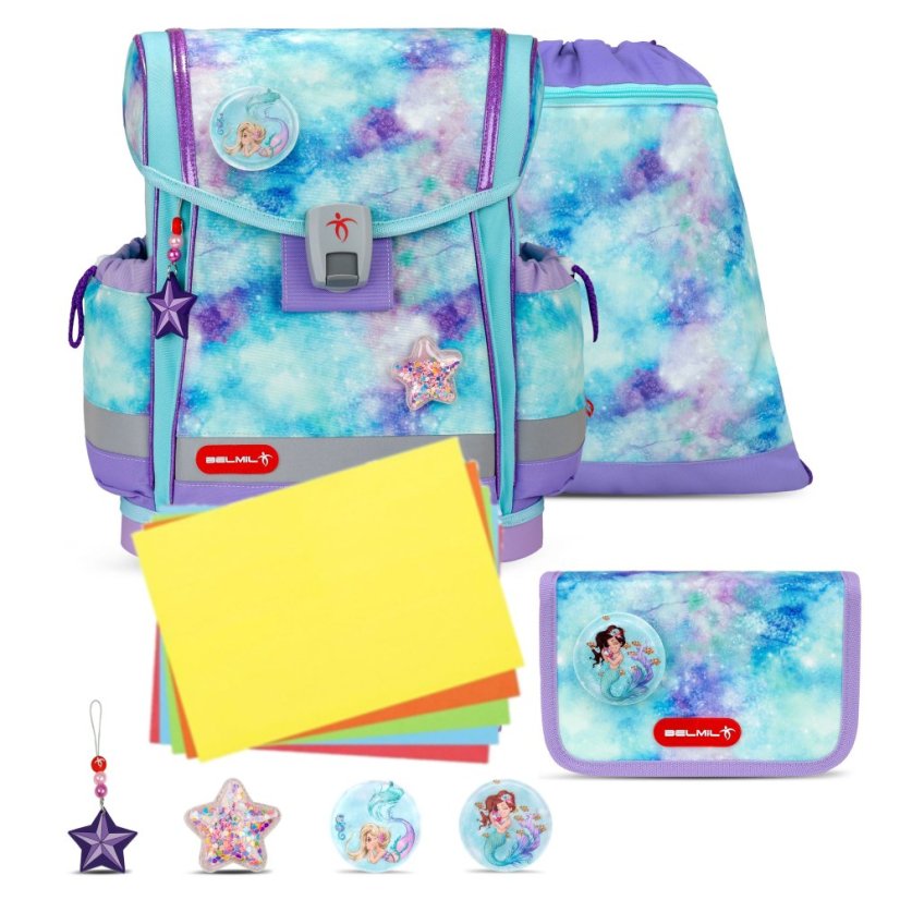 Školní aktovka Belmil 405-78 Classy Plus Mermaids (set s penálem a sáčkem) + DÁREK
