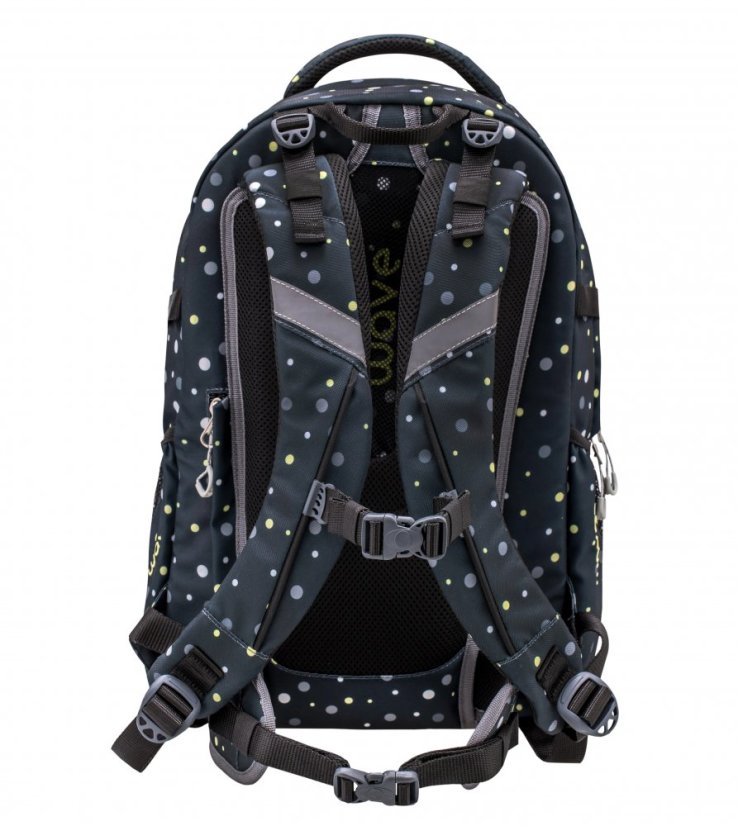 Školský batoh Belmil Wave 338-72 Infinity Black and Yellow Dots