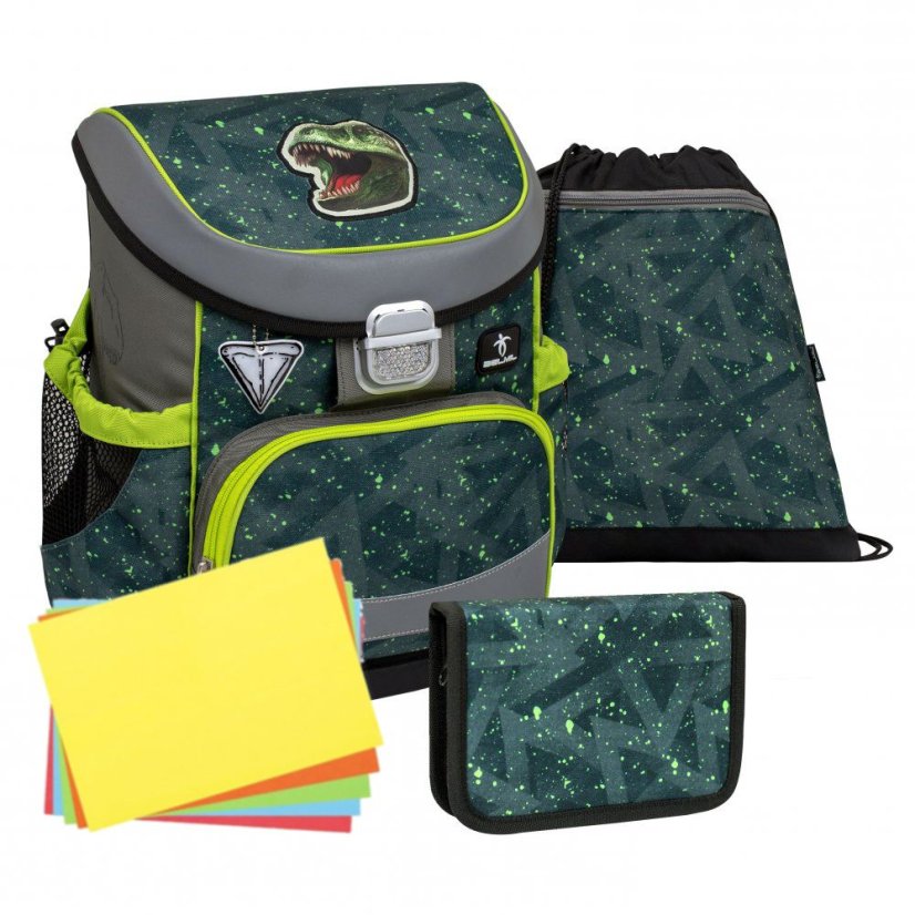 Školní aktovka Belmil 405-33 Mini-Fit T-rex Roar (set s penálem a sáčkem) + DÁREK