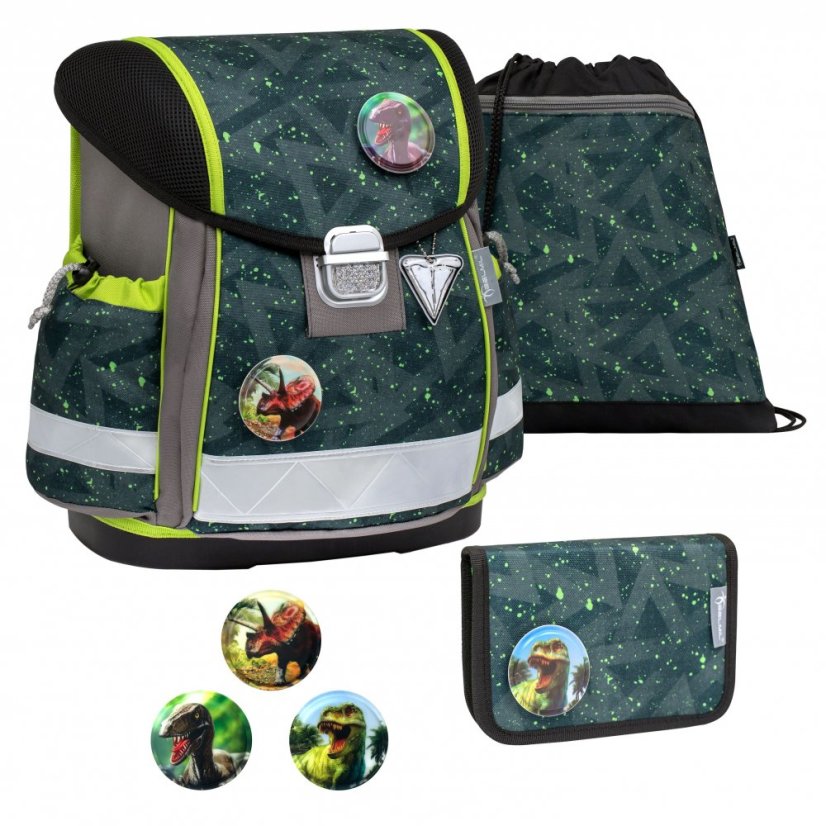 Školní aktovka Belmil 403-13 Classy Green Splash (set s penálem a sáčkem) + DÁREK