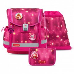 Iskolatáska Belmil 405-78 Classy Plus Pink Star (szett táska, tolltartó, tornazsák)