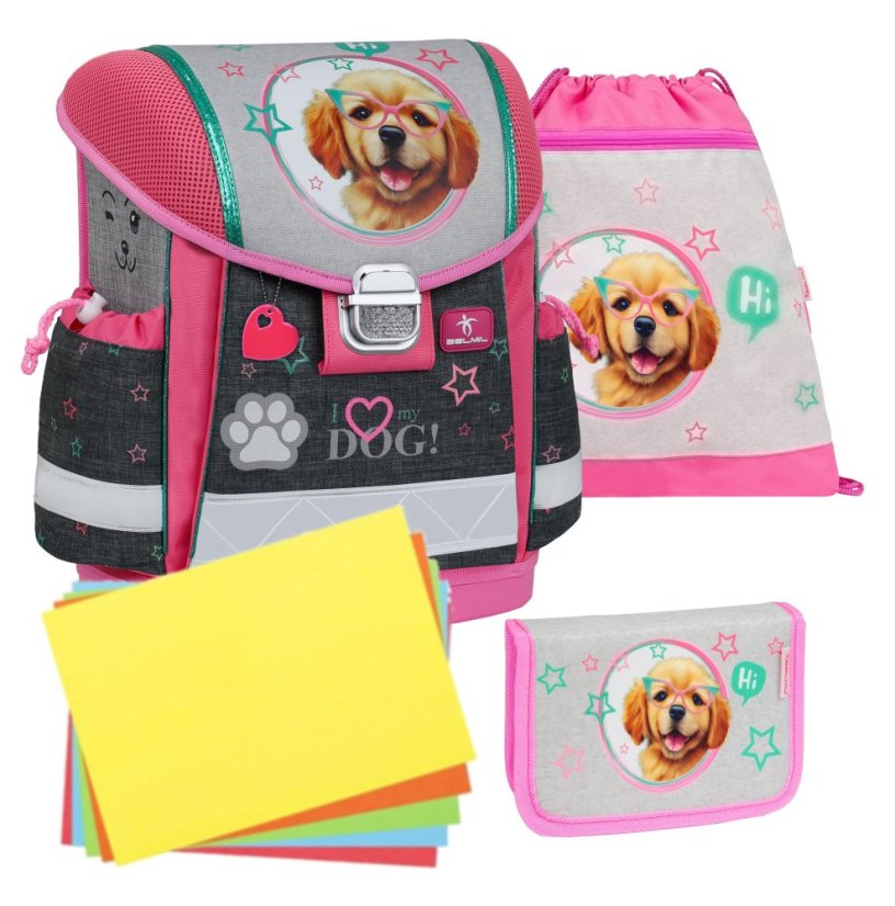 Školní aktovka Belmil 403-13 Classy I love My Dog (set s penálem a sáčkem) + DÁREK