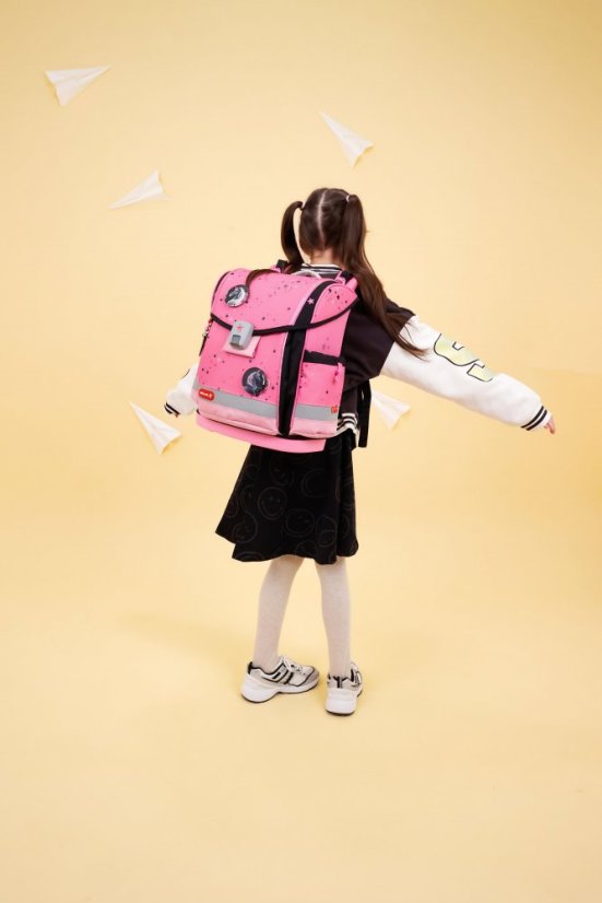 Školní aktovka Belmil 405-78 Classy Plus Pink Black (set s penálem a sáčkem) + DÁREK