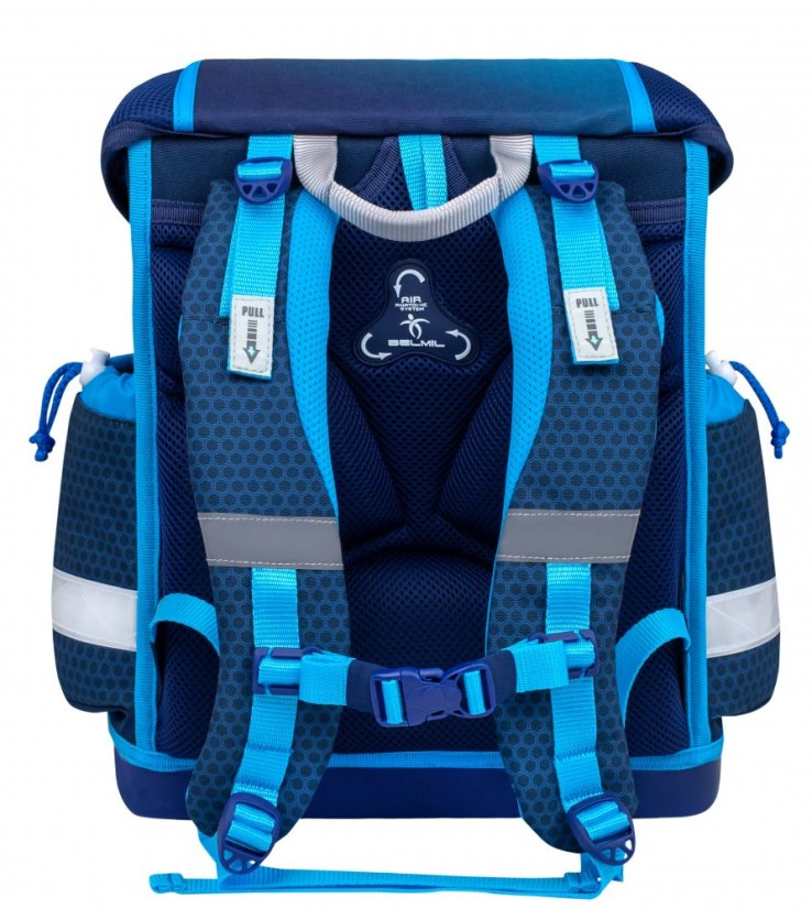 School bag Belmil 403-13 Classy Racing Blue Neon (set with pencil case and gym bag) + GIFT