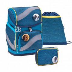 School backpack Belmil 405-51 Smarty Waves Orange (set with pencil case and gym bag)