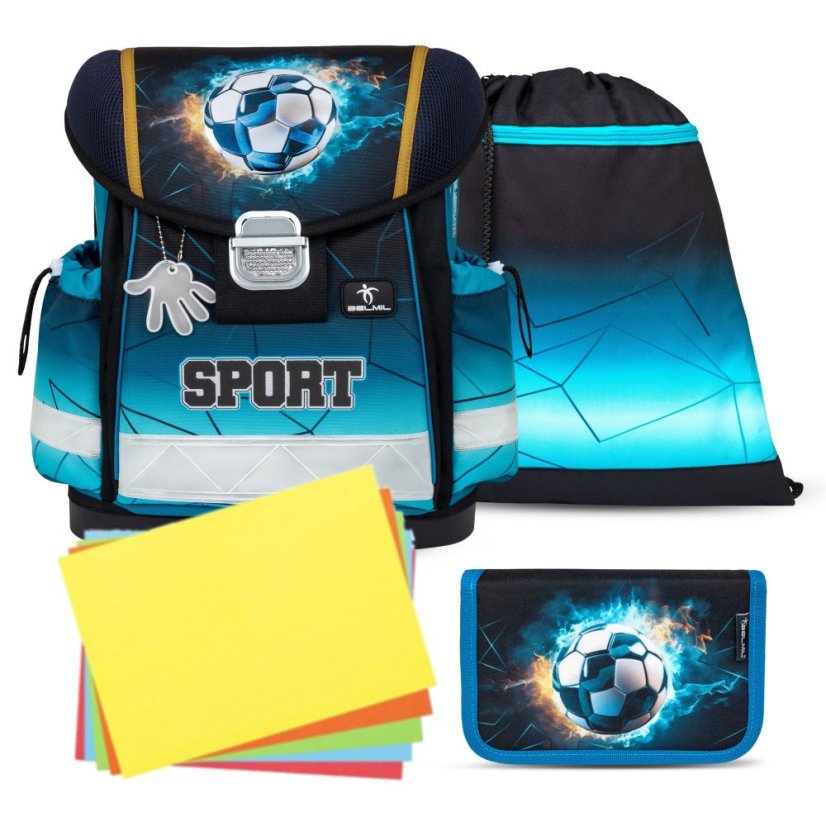 Školní aktovka Belmil 403-13 Classy Fire Football (set s penálem a sáčkem) + DÁREK