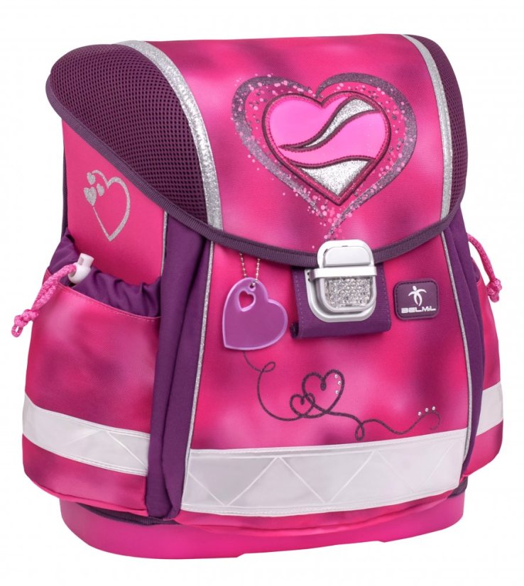 Tornister szkolny Belmil 403-13 Classy Shiny Pink (zestaw z piórnikiem i workiem) + PREZENT