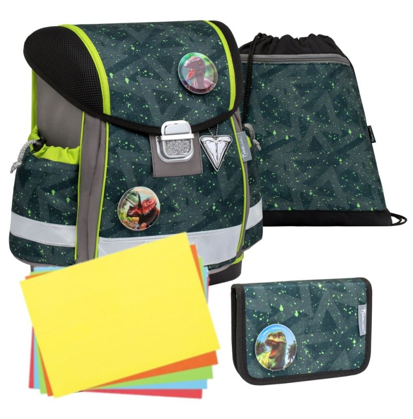Školní aktovka Belmil 403-13 Classy Green Splash (set s penálem a sáčkem) + DÁREK
