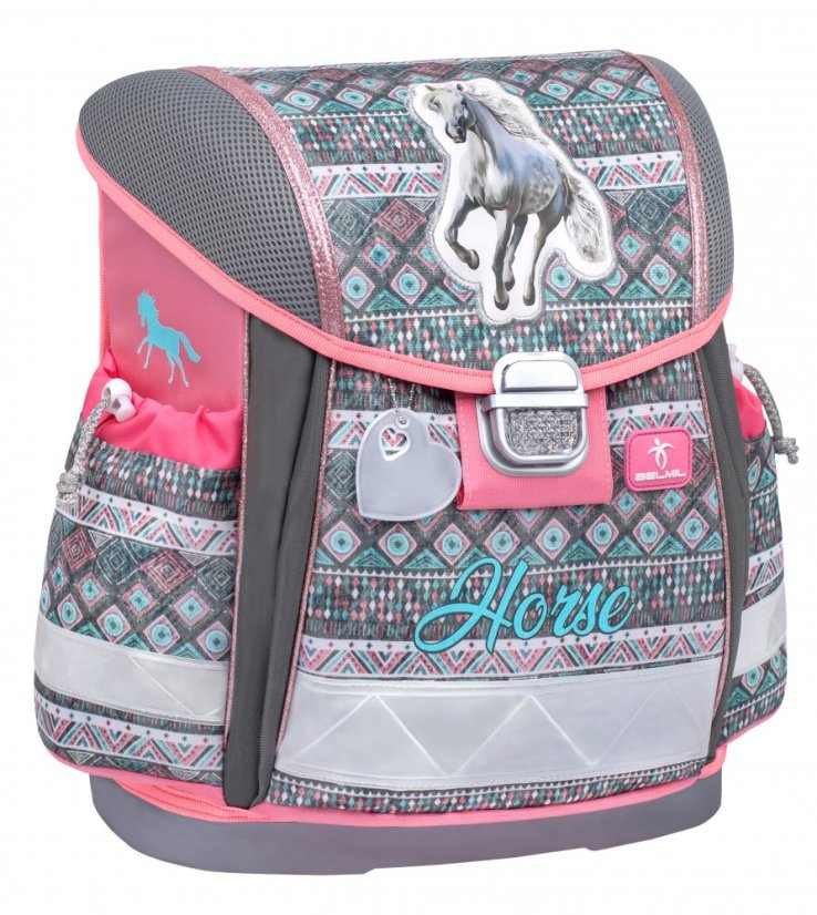 Školní aktovka Belmil 403-13 Classy Horse Aruba Blue (set s penálem a sáčkem) + DÁREK