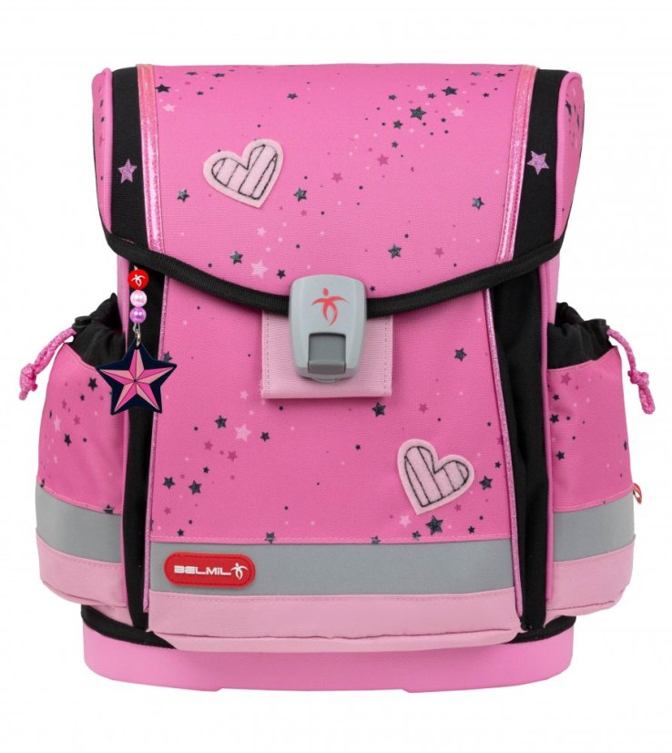 Školní aktovka Belmil 405-78 Classy Plus Pink Black (set s penálem a sáčkem) + DÁREK
