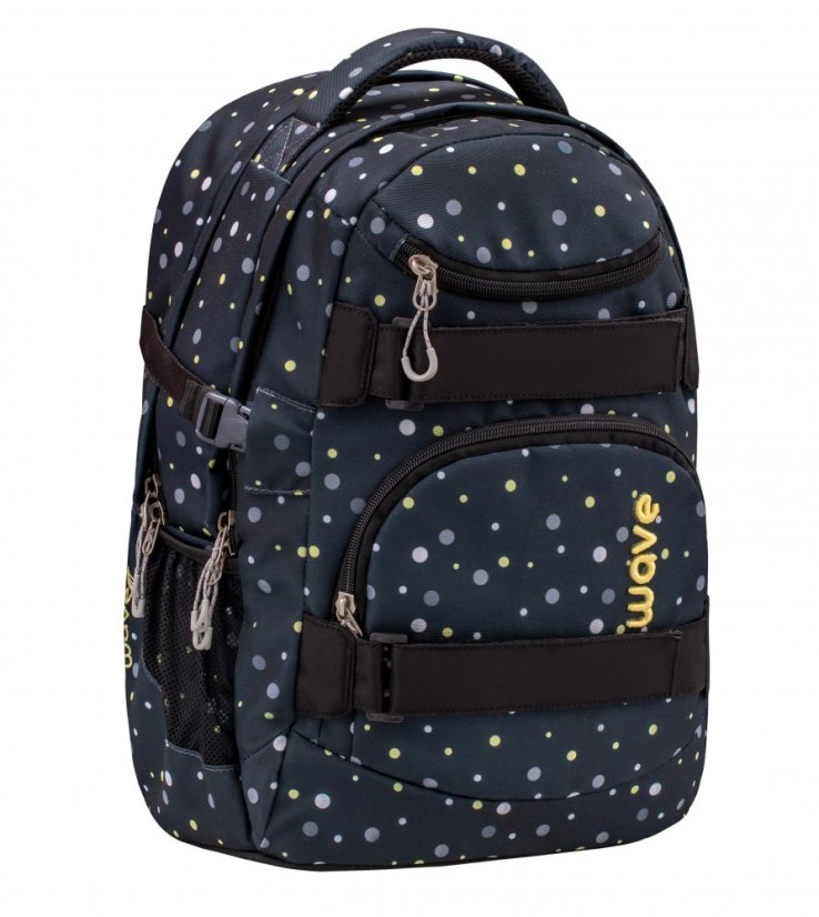 Školský batoh Belmil Wave 338-72 Infinity Black and Yellow Dots