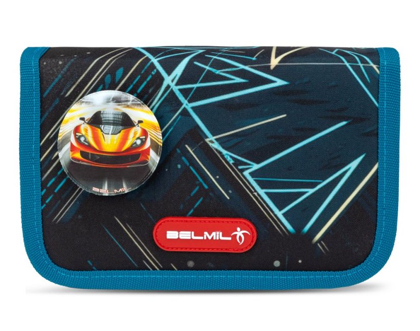 Školní aktovka Belmil 405-78 Classy Plus Racing Car Blue (set s penálem a sáčkem) + DÁREK