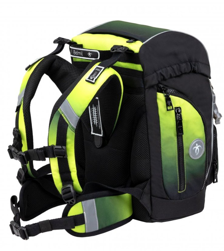 Plecak szkolny Belmil Premium 405-73/P Comfy Plus Black green (zestaw z 2 piórnikami, workiem i 6 naklejek)