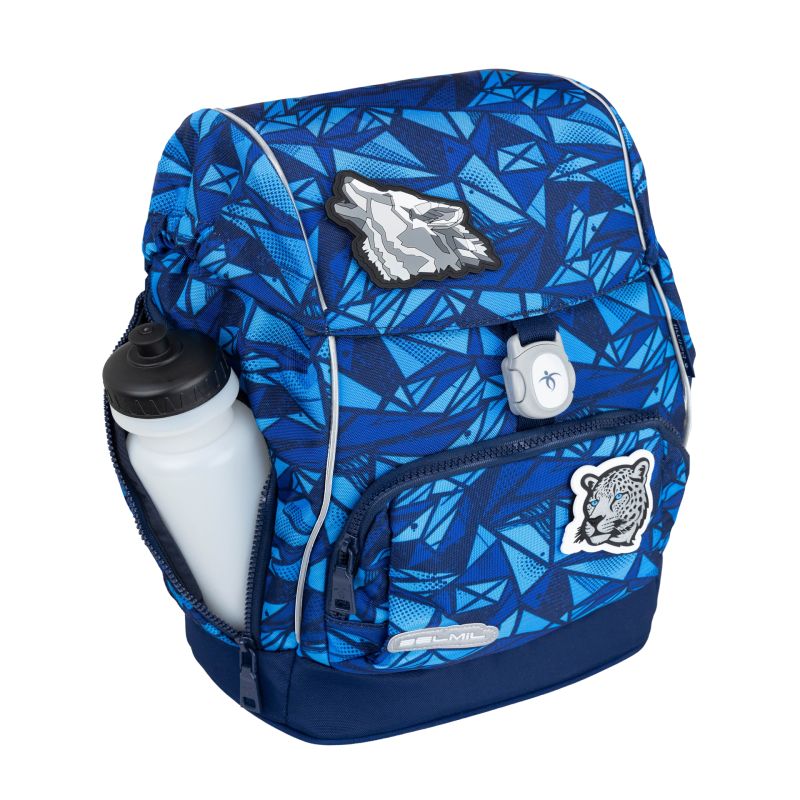 School backpack Belmil Premium 405-73/P Comfy Plus Glacier Blue (set with 2 pencil cases, gym bag and 4 patches)