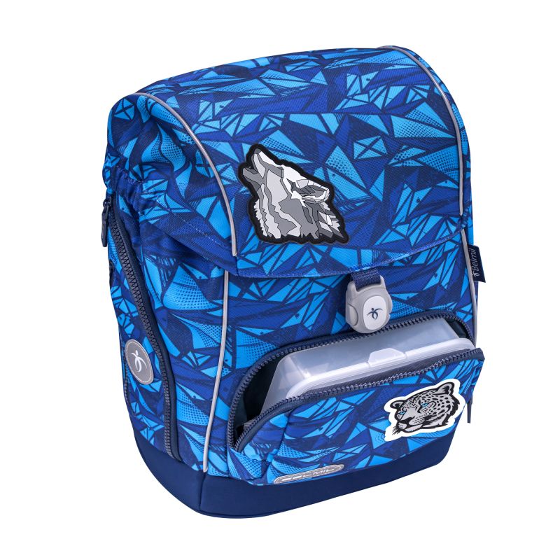 School backpack Belmil Premium 405-73/P Comfy Plus Glacier Blue (set with 2 pencil cases, gym bag and 4 patches)