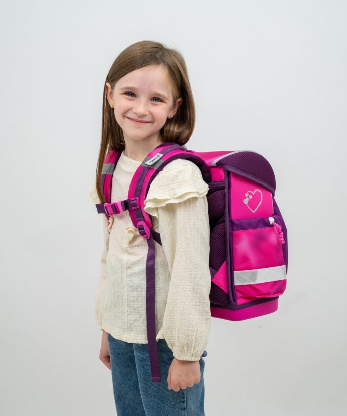 Iskolatáska Belmil 403-13 Classy Shiny Pink (szett táska, tolltartó, tornazsák)