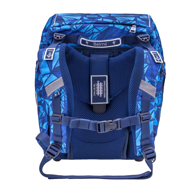 School backpack Belmil Premium 405-73/P Comfy Plus Glacier Blue (set with 2 pencil cases, gym bag and 4 patches)