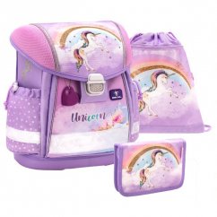 Školská taška Belmil 403-13 Classy Rainbow Unicorn 2 (set s peračníkom a vreckom)