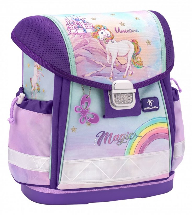 Školská taška Belmil 403-13 Classy Rainbow Unicorn Magic (set s peračníkom a vreckom)